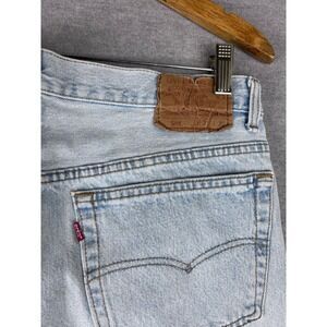 Levis 501‎ Mens Light Wash Straight Leg Button Fly Vintage Denim Jeans 34x28